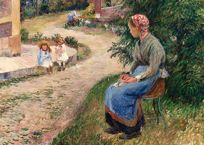 A Servant Seated in the Garden at Eragny 1884 by Pissarro Art Print (6 Sizes)
