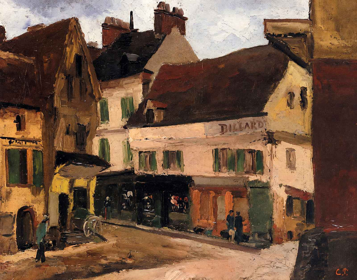 A Square in La Roche Guyon Art Print 1867 Painting by Camille Pissarro (6 Sizes)