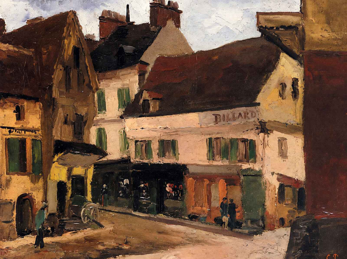 A Square in La Roche Guyon Art Print 1867 Painting by Camille Pissarro (6 Sizes)