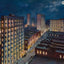 Atlanta Night Scene Vintage Print (7 Sizes) - Reproduction