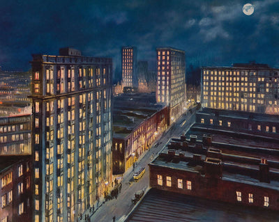 Atlanta Night Scene vintage print