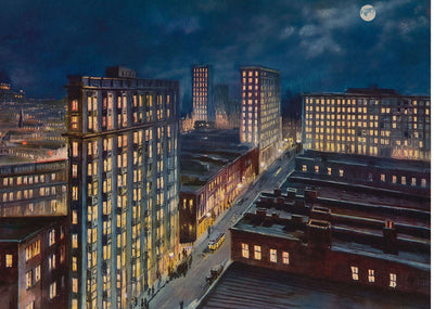 Atlanta Night Scene Vintage Print (7 Sizes) - Reproduction