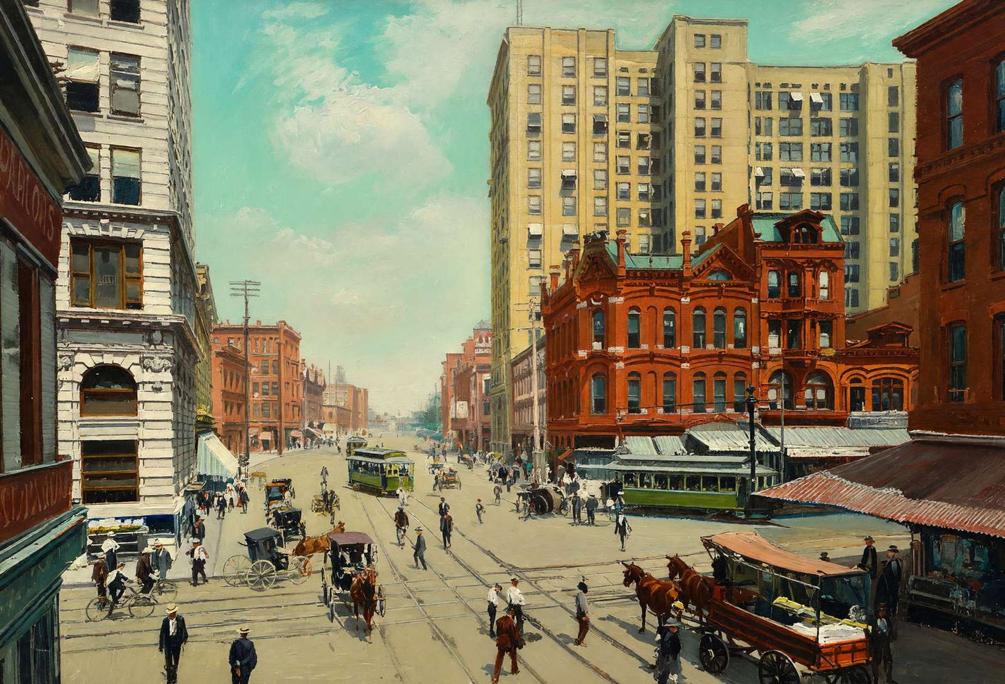 Marietta Street Atlanta in 1906 Art Print (7 Sizes) - Restored