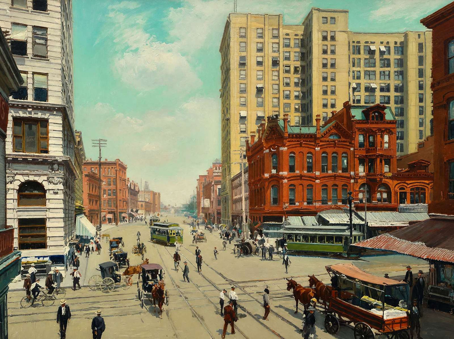 Marietta Street Atlanta in 1906 Art Print (7 Sizes) - Restored