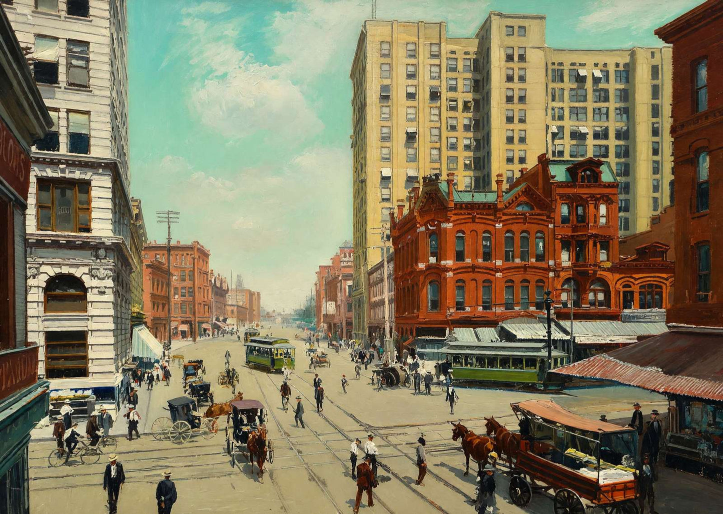Marietta Street Atlanta in 1906 Art Print (7 Sizes) - Restored