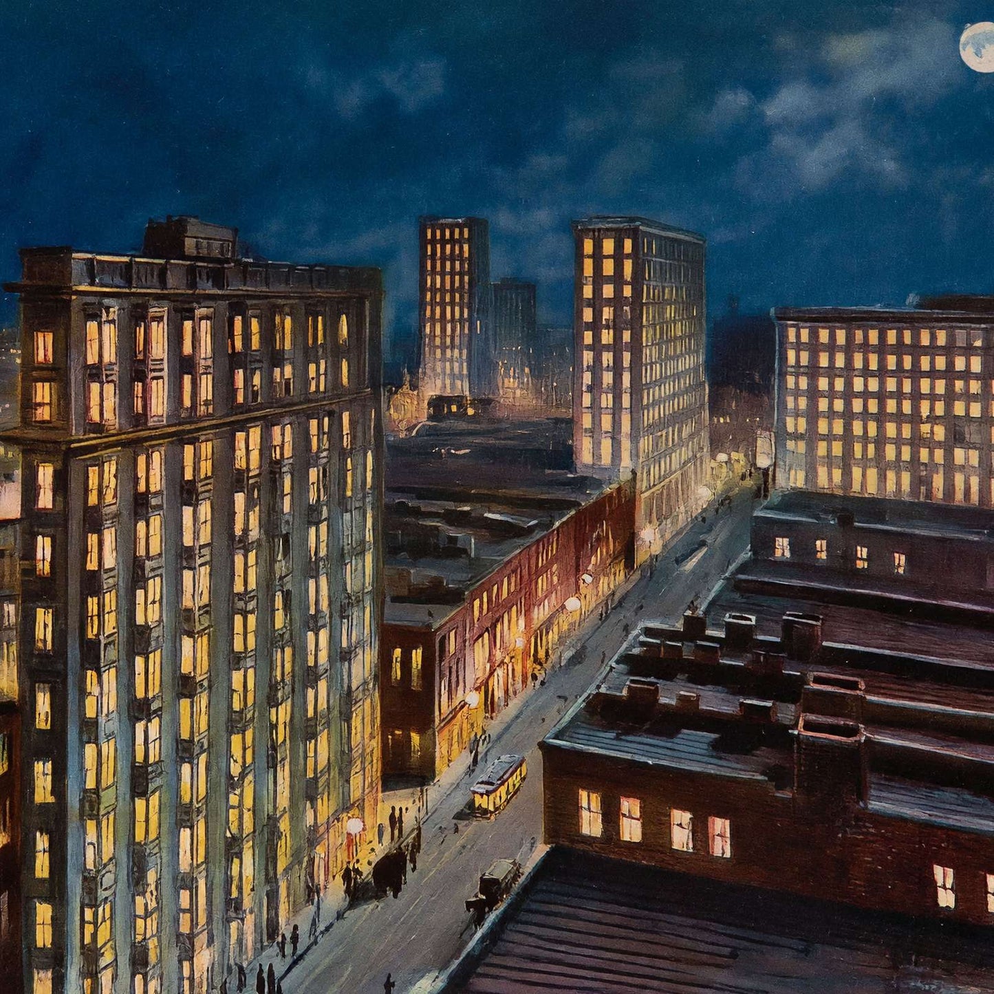 Atlanta Night View in 1905 Vintage Print (7 Sizes) - Archival Paper