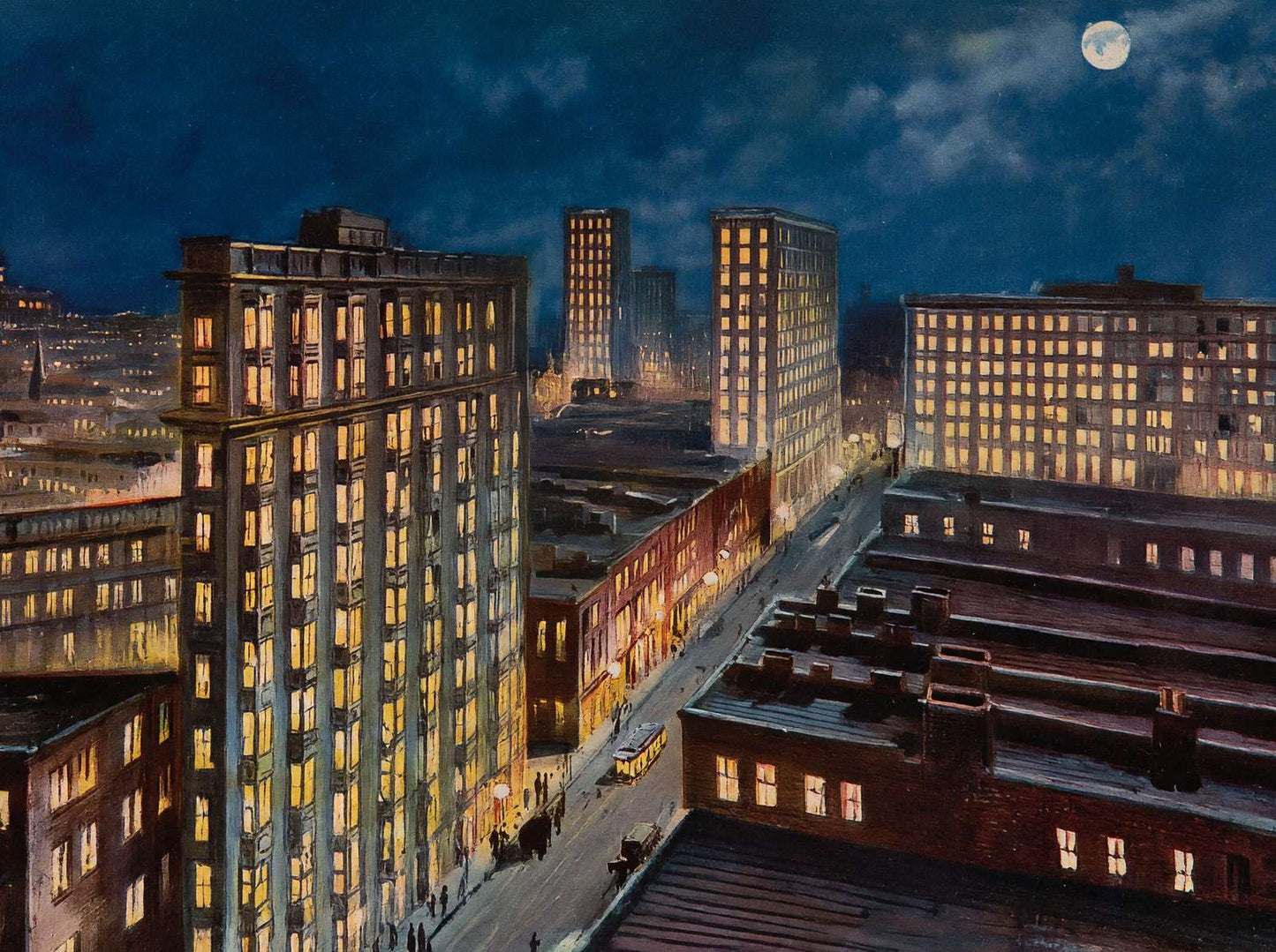 Atlanta Night View in 1905 Vintage Print (7 Sizes) - Archival Paper