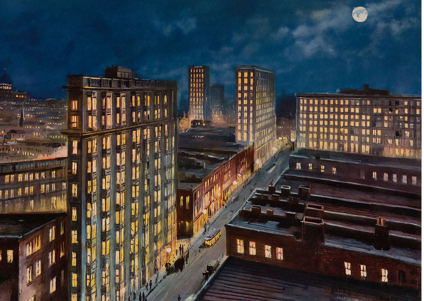 Atlanta Night View in 1905 Vintage Print (7 Sizes) - Archival Paper