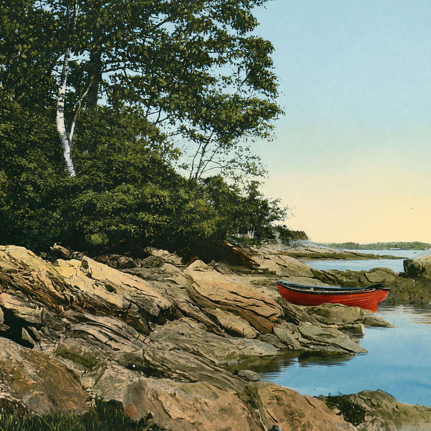 At the Water's Edge Falmouth Foreside Maine in 1908 Vintage Print (7 Sizes)