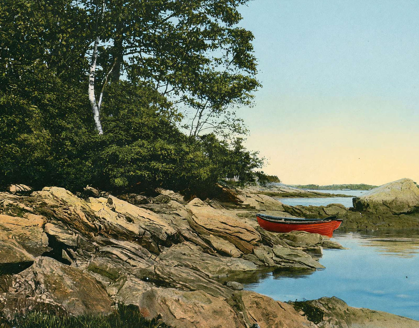 At the Water's Edge Falmouth Foreside Maine in 1908 Vintage Print (7 Sizes)