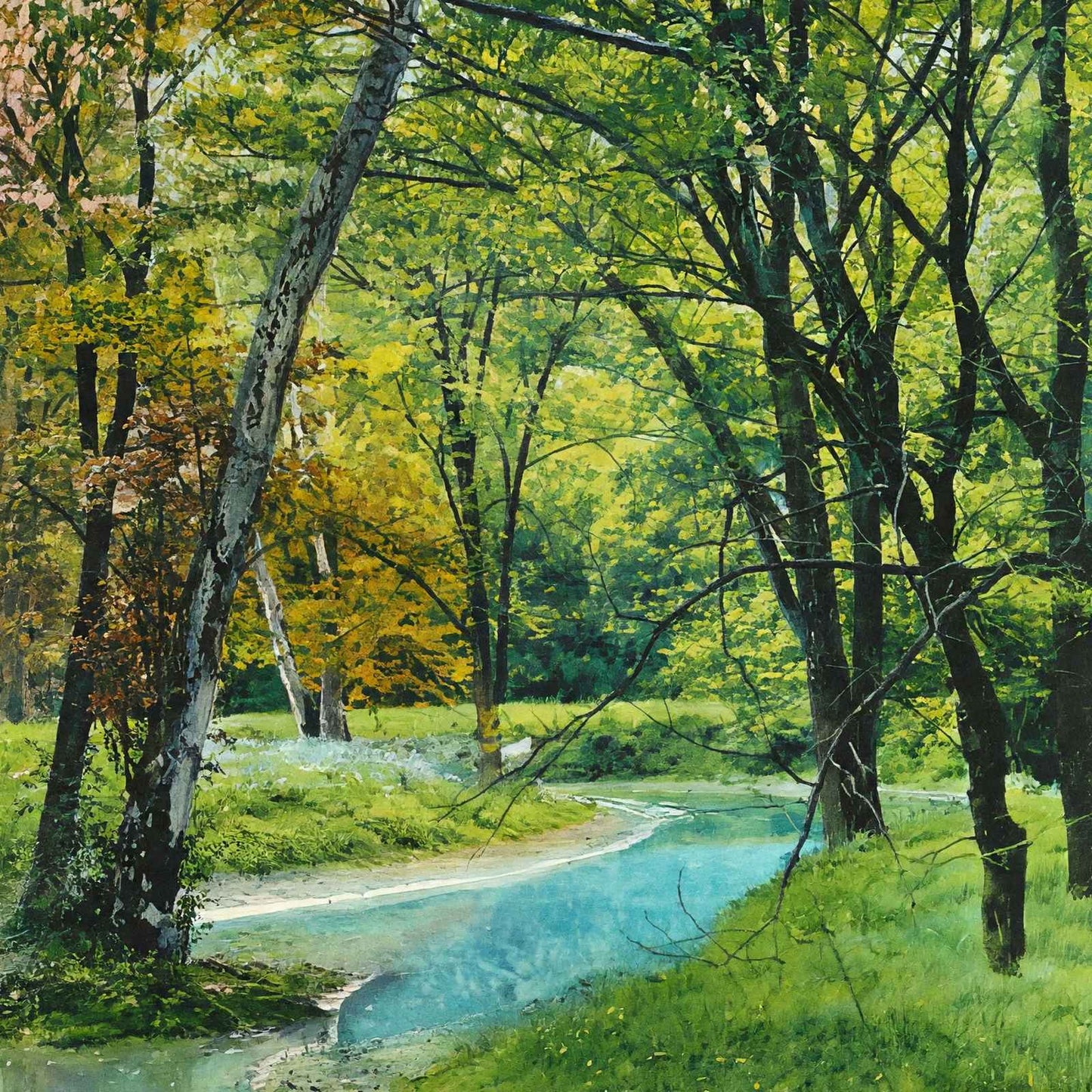 At the Water's Edge Cherokee Park Louisville in 1907 Art Print (7 Sizes)
