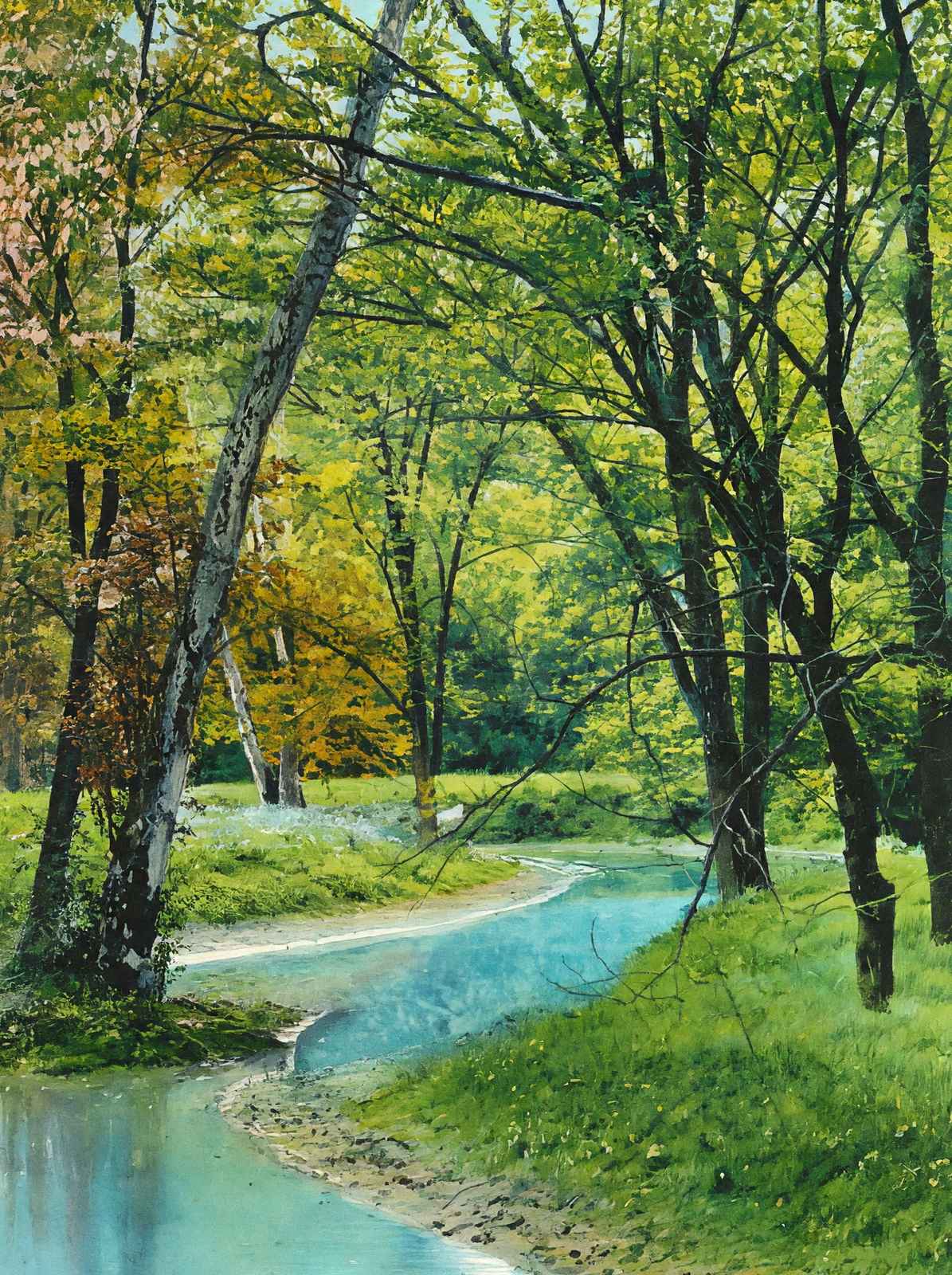 At the Water's Edge Cherokee Park Louisville in 1907 Art Print (7 Sizes)