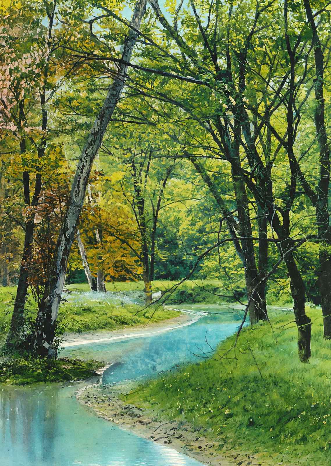 At the Water's Edge Cherokee Park Louisville in 1907 Art Print (7 Sizes)