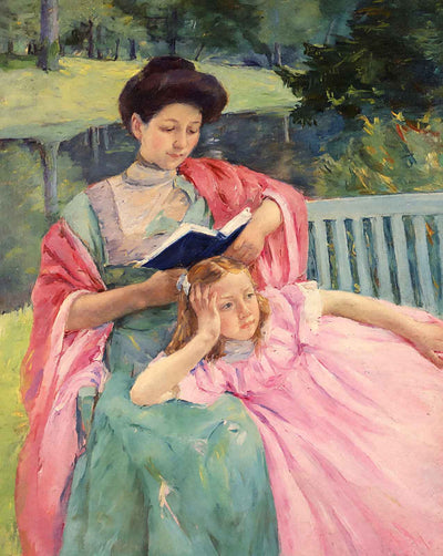Auguste Reading to Her Daughter art print by Mary Cassatt (1910)