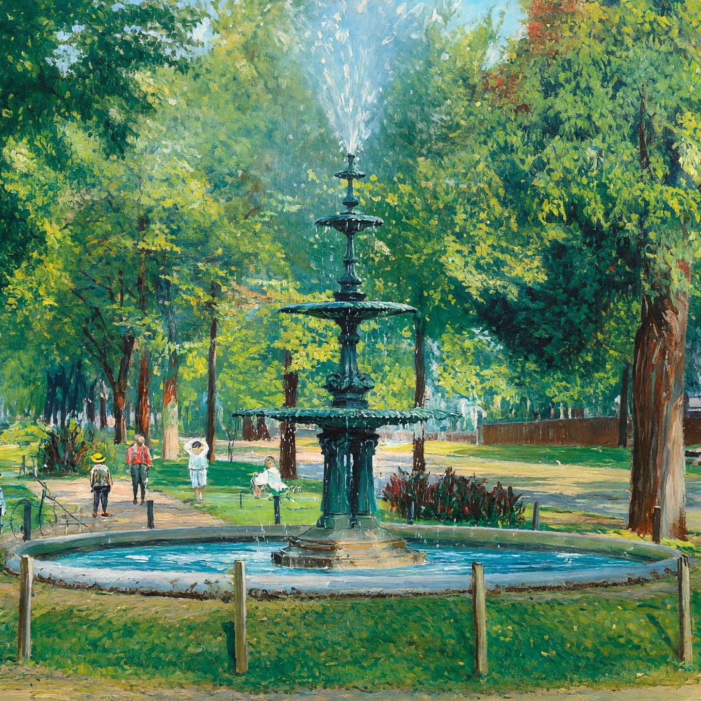 Martin Fountain Greene Street Augusta GA in 1907 Art Print (7 Sizes)
