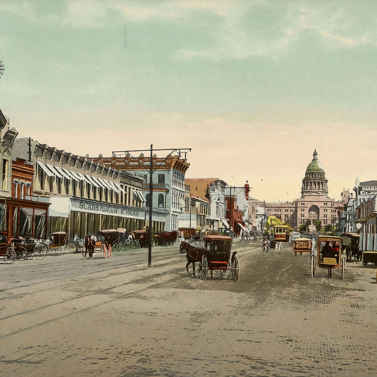 Congress Avenue Austin in 1907 Vintage Print (7 Sizes) - Retouched