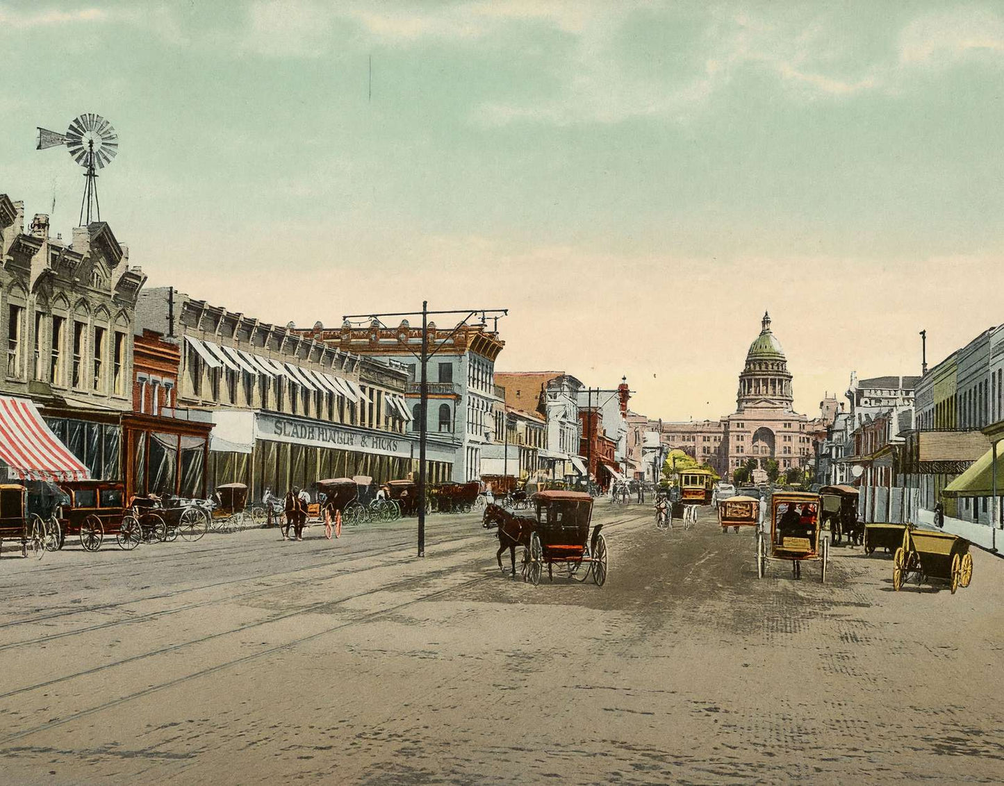 Congress Avenue Austin in 1907 Vintage Print (7 Sizes) - Retouched