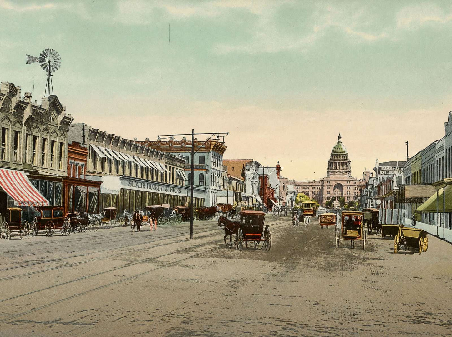 Congress Avenue Austin in 1907 Vintage Print (7 Sizes) - Retouched