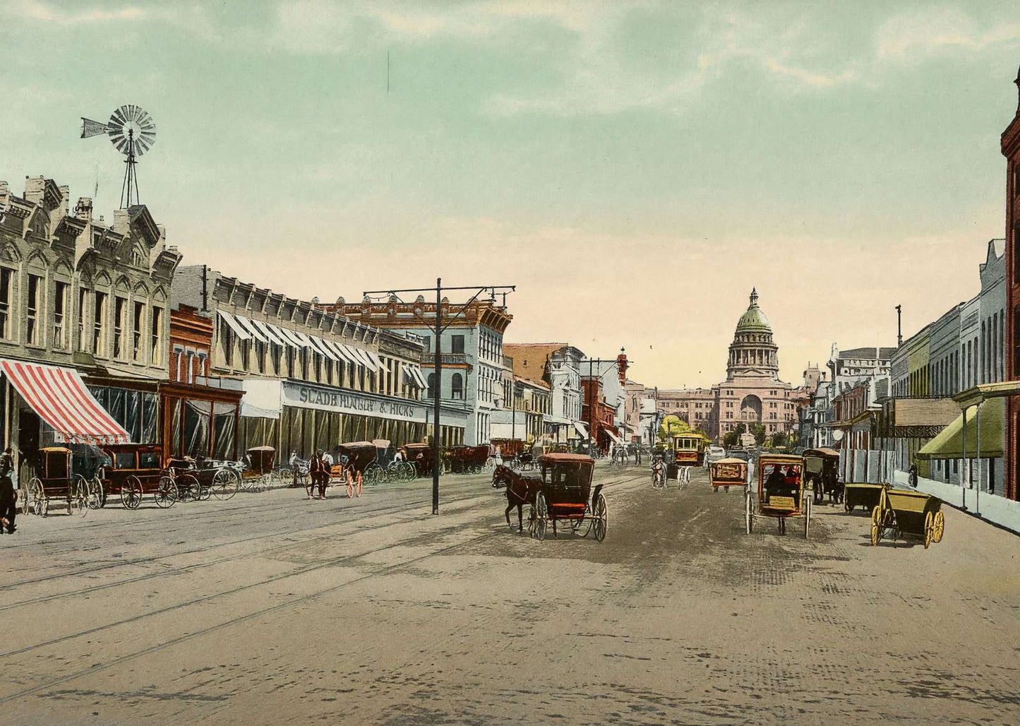 Congress Avenue Austin in 1907 Vintage Print (7 Sizes) - Retouched