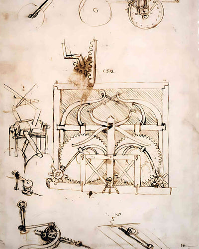 Automobile Painting by Leonardo da Vinci 8x10" Art Print - Acid Free