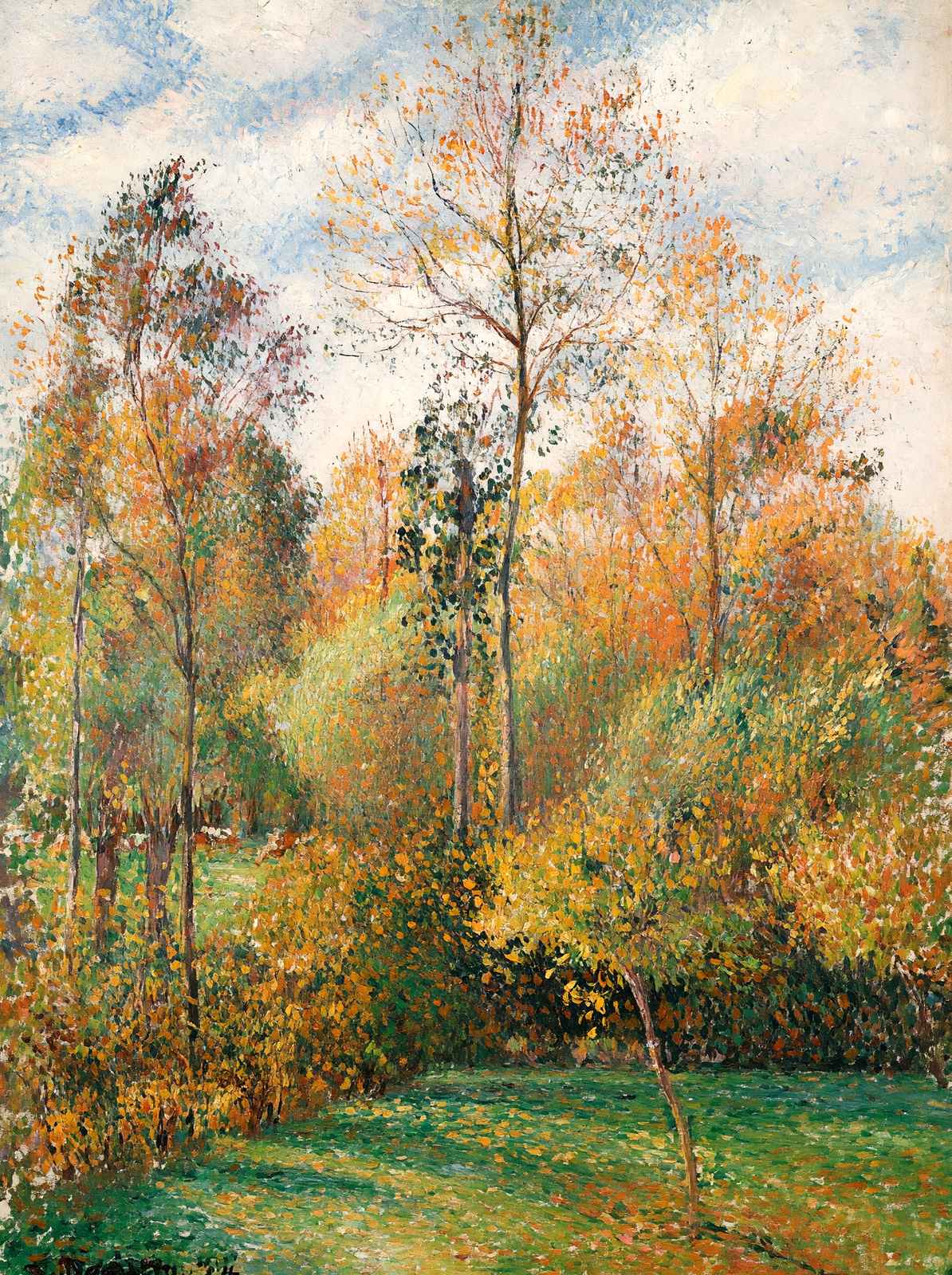 Autumn, Poplars 1894 Painting by Camille Pissarro Art Print (6 Sizes)