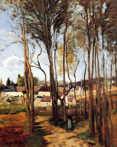 A Village Through the Trees painting by Camille Pissarro (1868)