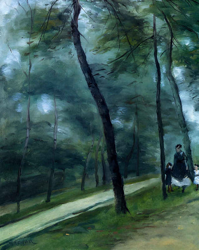 A Walk in the Woods (Madame Lecoeur and Her Children) art print by Pierre-Auguste Renoir (1870)