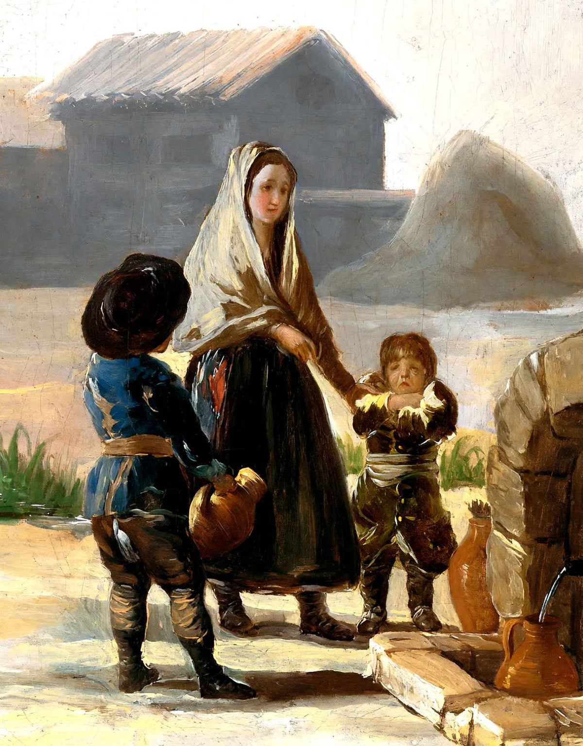 A Woman and Two Children Art Print 1786 by a Fountain by Goya (6 Sizes)