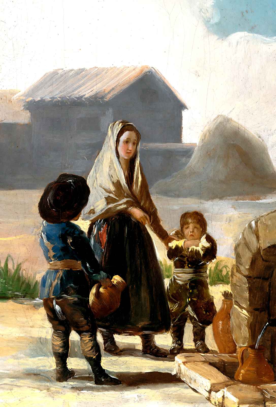 A Woman and Two Children Art Print 1786 by a Fountain by Goya (6 Sizes)