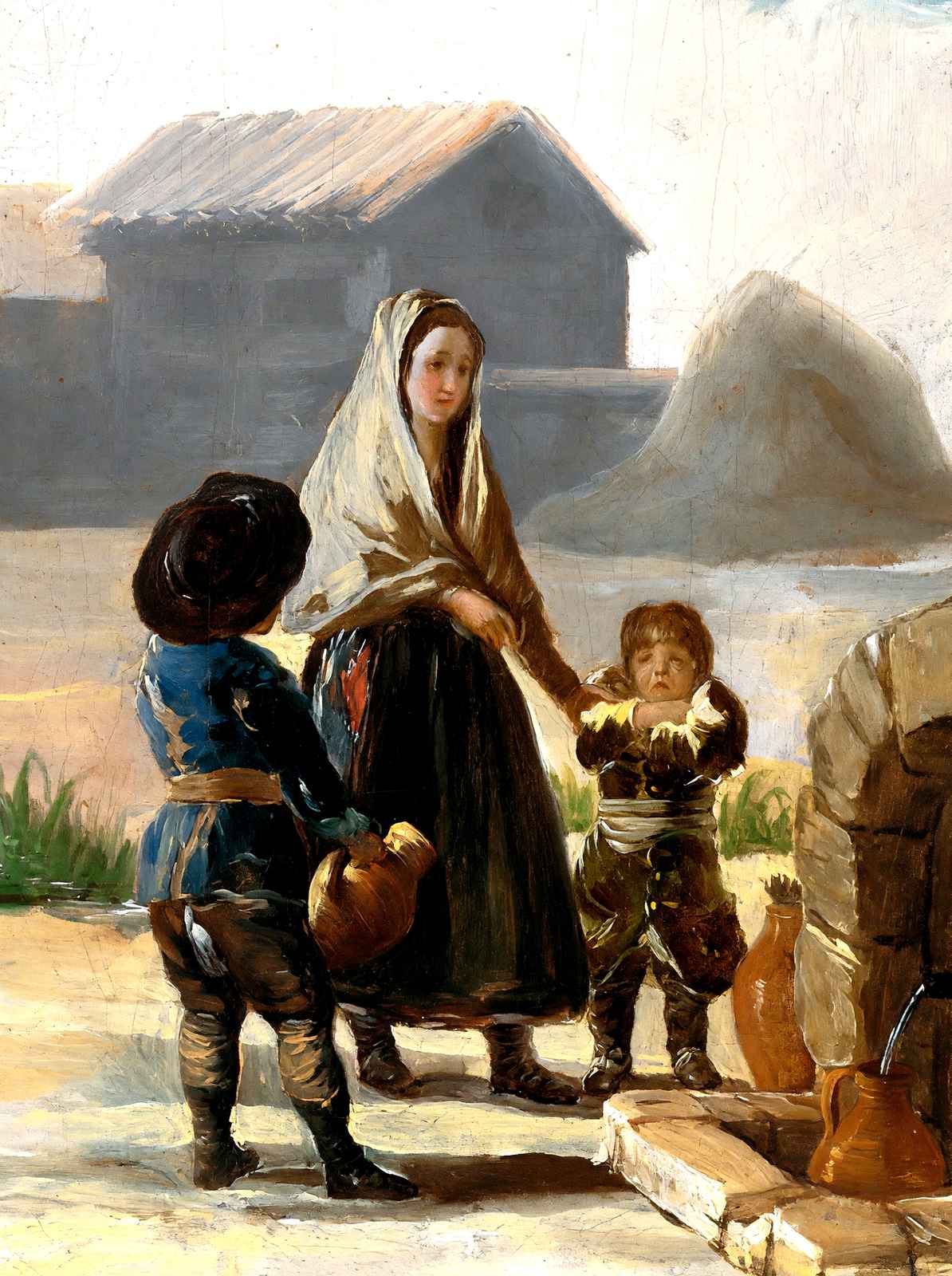 A Woman and Two Children Art Print 1786 by a Fountain by Goya (6 Sizes)
