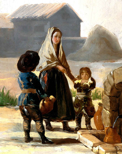 A Woman and Two Children by a Fountain painting by Francisco Goya (1786)