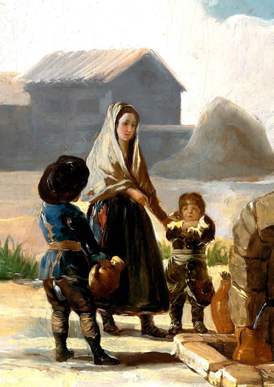 A Woman and Two Children Art Print 1786 by a Fountain by Goya (6 Sizes)