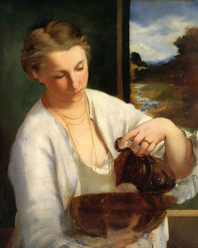 A Woman Pouring Water (Study of Suzanne Leenhoff) art print by Edouard Manet (1858)
