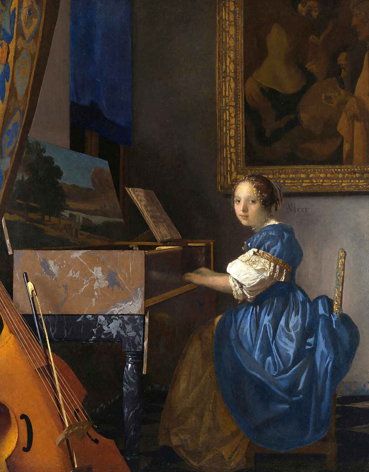 A Young Woman Seated at a Virginal 1672 Art Print (6 Sizes) - Archival Paper