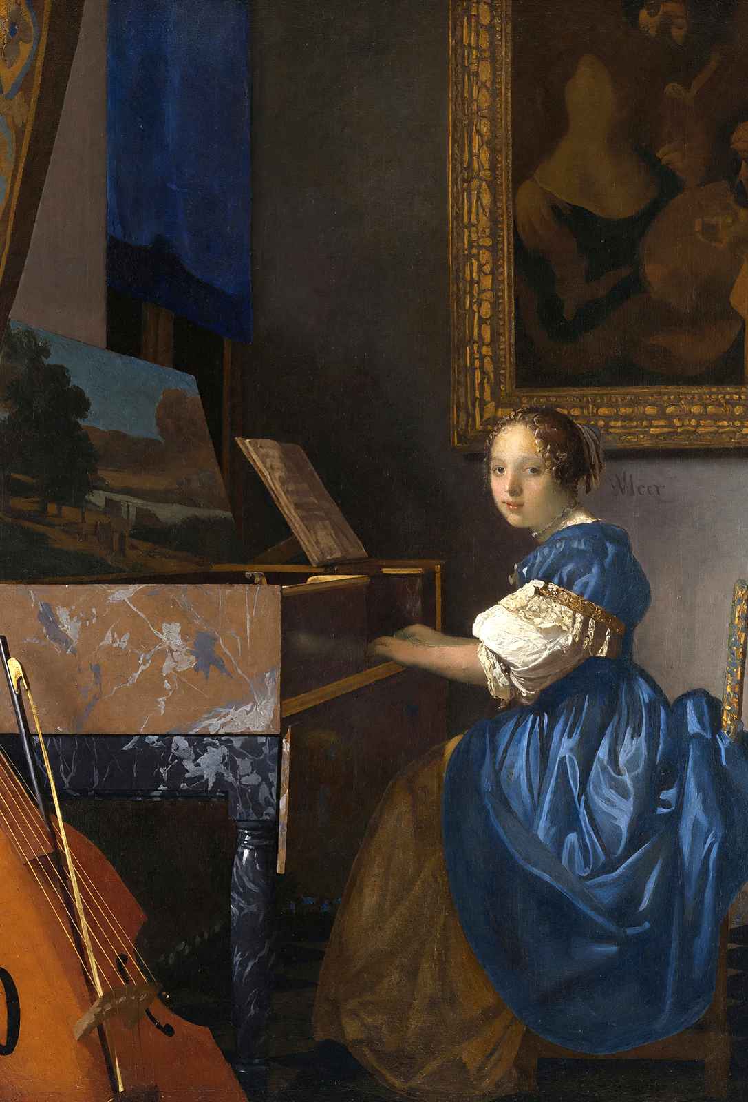 A Young Woman Seated at a Virginal 1672 Art Print (6 Sizes) - Archival Paper