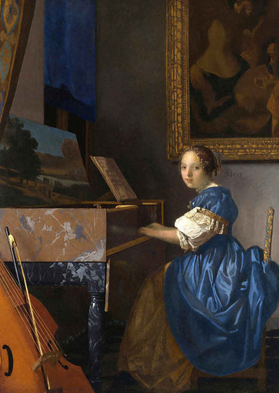 A Young Woman Seated at a Virginal 1672 Art Print (6 Sizes) - Archival Paper