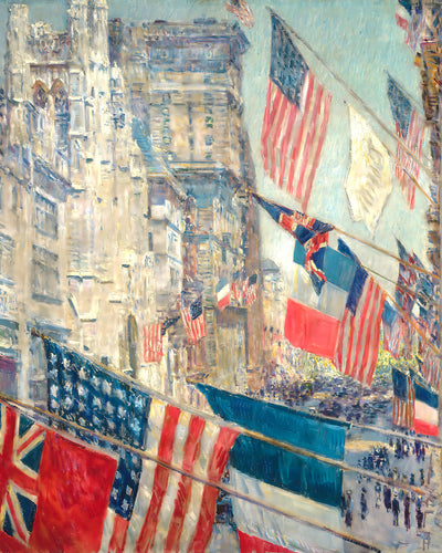 Allies Day Painting by Childe Hassam 8x10" Art Print - Patriotic Flags