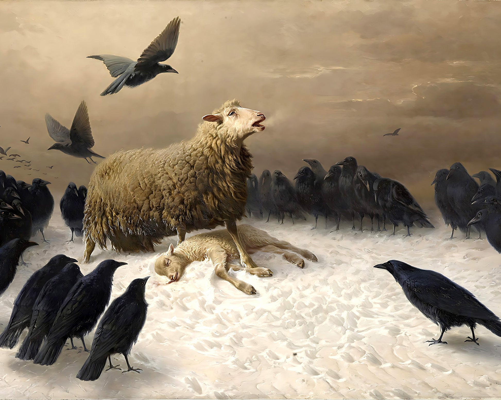 Anguish by August Friedrich Schenk 8x10" Art Print (Sheep)