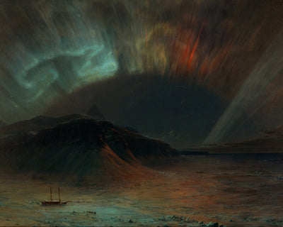 Aurora Borealis Painting by Frederic Edwin Church 8x10" Nature Art Print