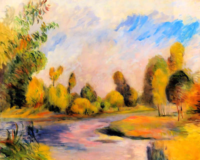 Banks of a River Painting by Pierre-Auguste Renoir 8x10" Art Print - Restored