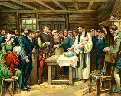 Baptism of Virginia Dare in 1907 art print