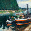 Barges on Pontoise Fine Art Print 1876 Painting by Camille Pissarro (6 Sizes)