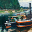 Barges on Pontoise Fine Art Print 1876 Painting by Camille Pissarro (6 Sizes)