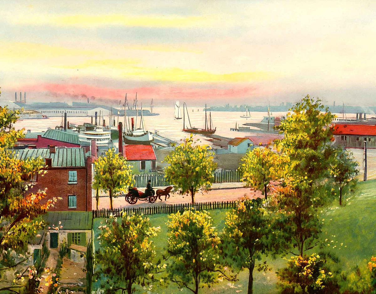 The Basin from Federal Hill Baltimore Vintage Print (7 Sizes) - Archival Paper