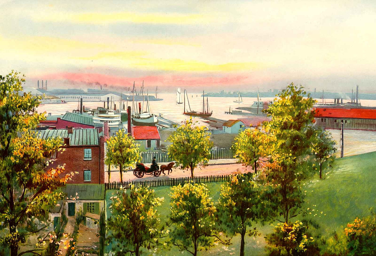 The Basin from Federal Hill Baltimore Vintage Print (7 Sizes) - Archival Paper