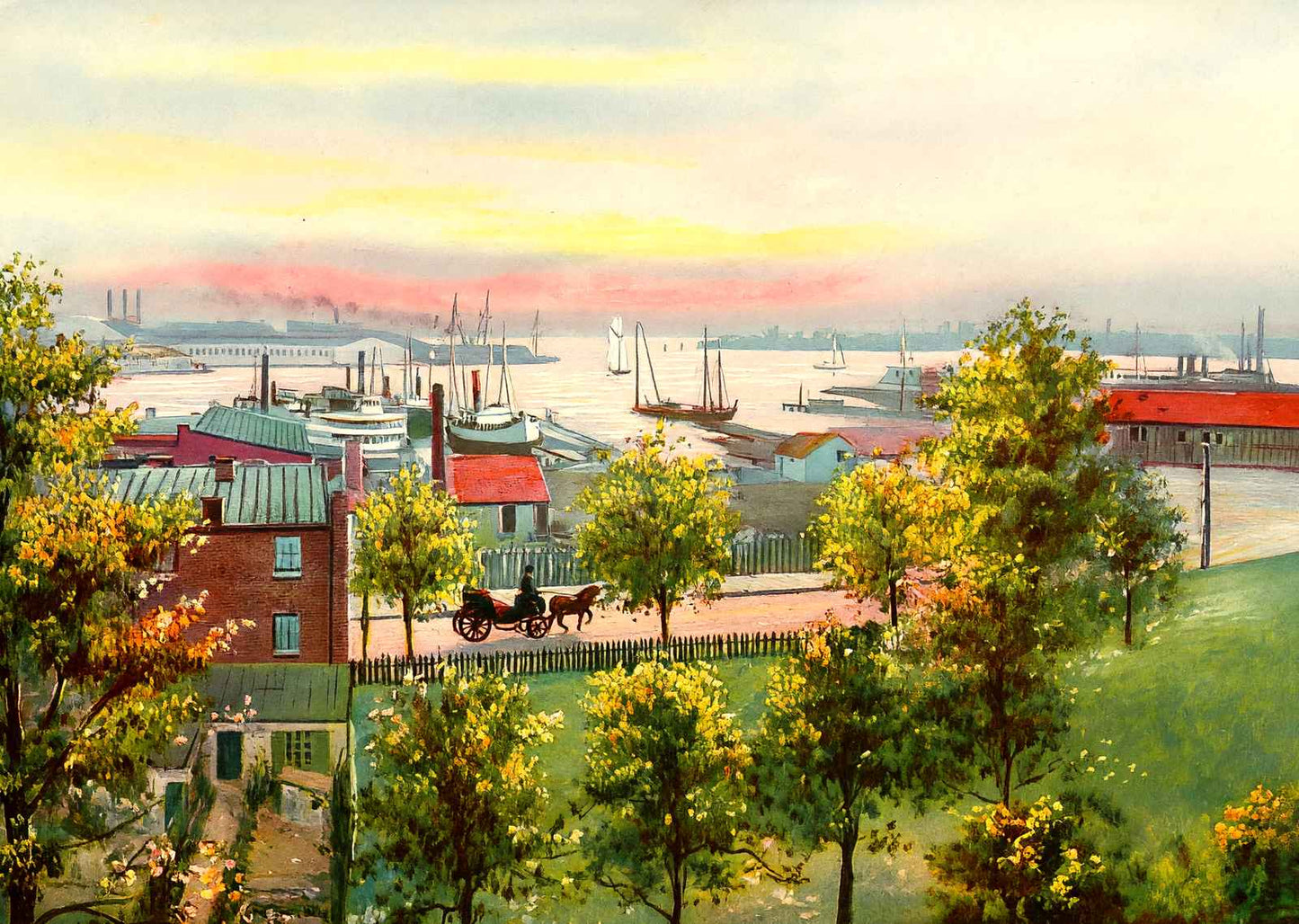 The Basin from Federal Hill Baltimore Vintage Print (7 Sizes) - Archival Paper