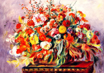Basket of Flowers Art Print 1890 Painting by Pierre-Auguste Renoir (6 Sizes)