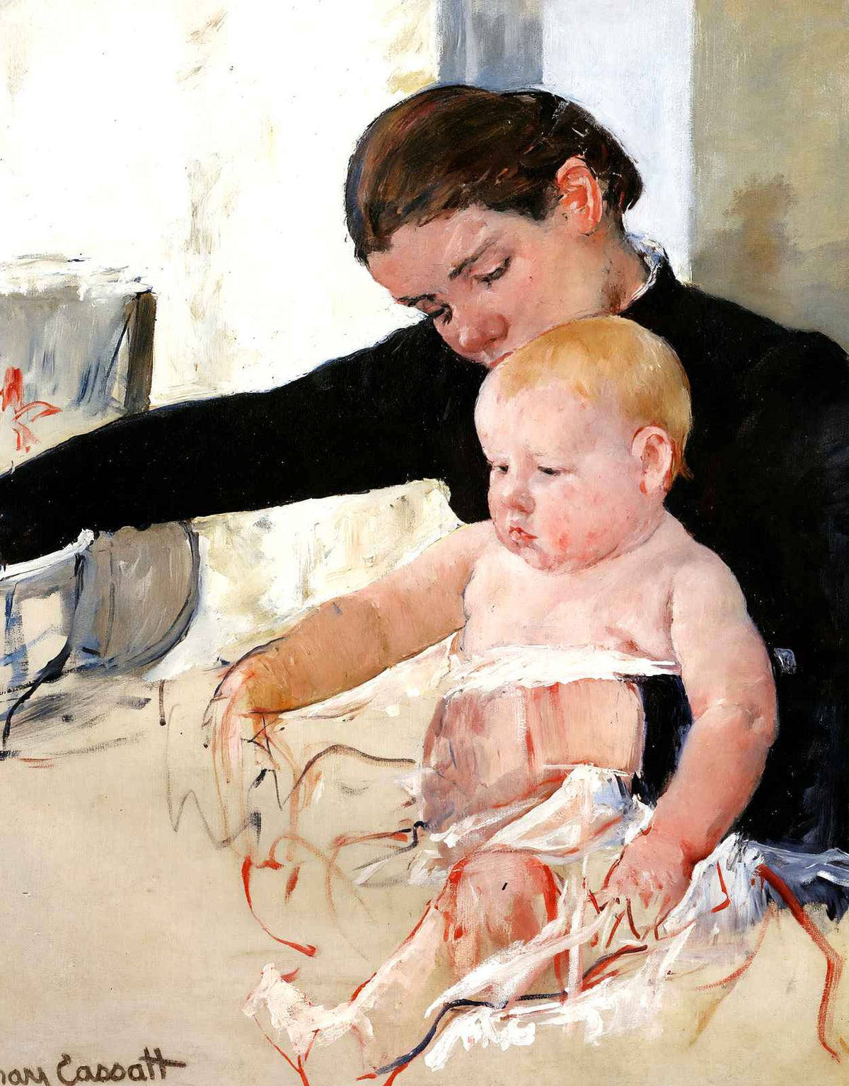 Bathing the Young Heir 1891 Painting by Mary Cassatt Art Print (6 Sizes)