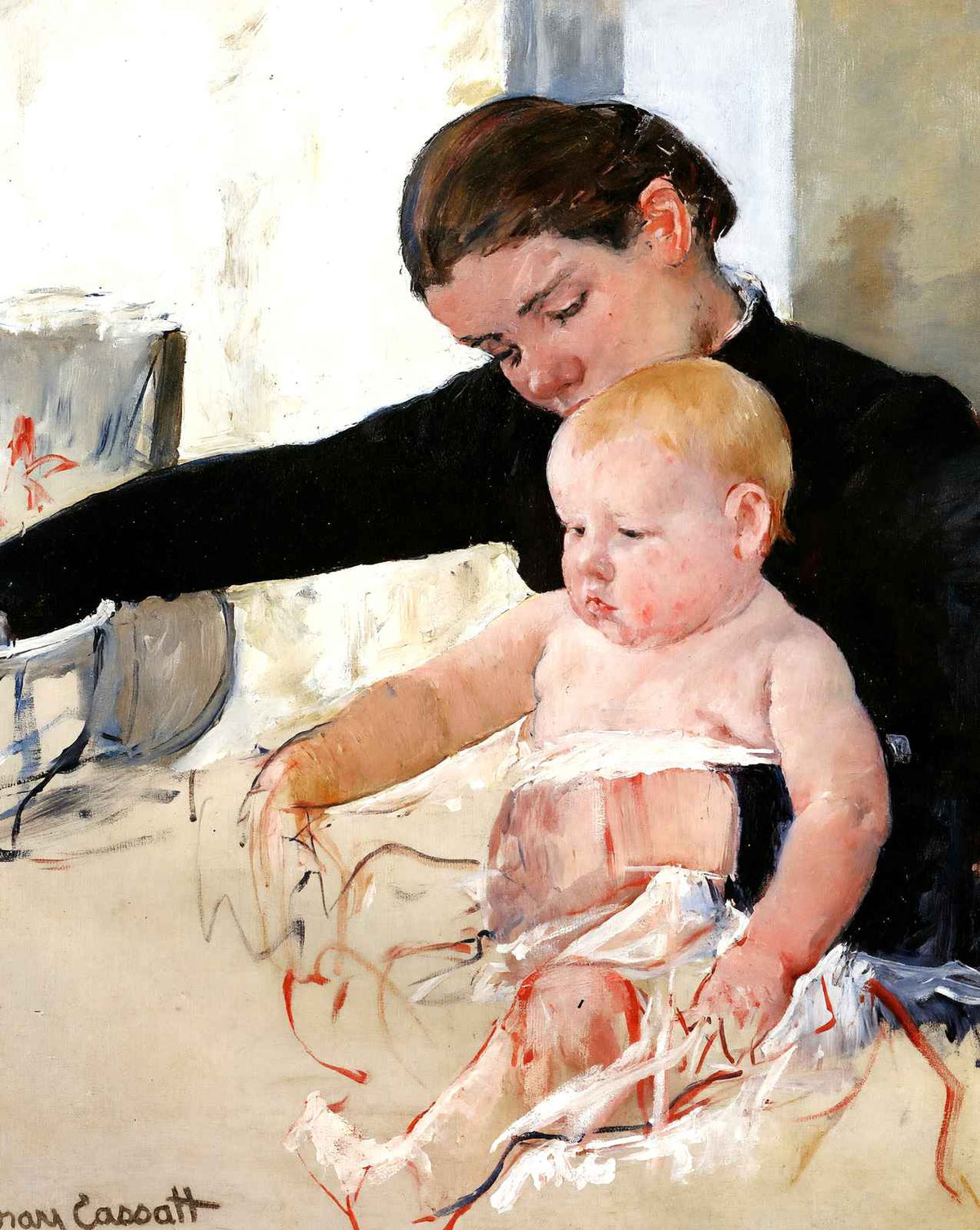 Bathing the Young Heir fine art print by Mary Cassatt (1891)