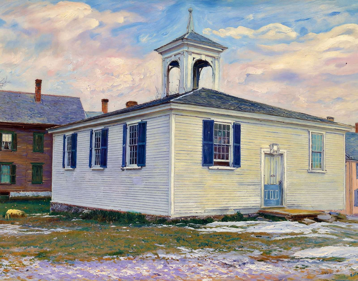 Erudition School Bath Maine in 1905 Art Print (7 Sizes) - Retouched